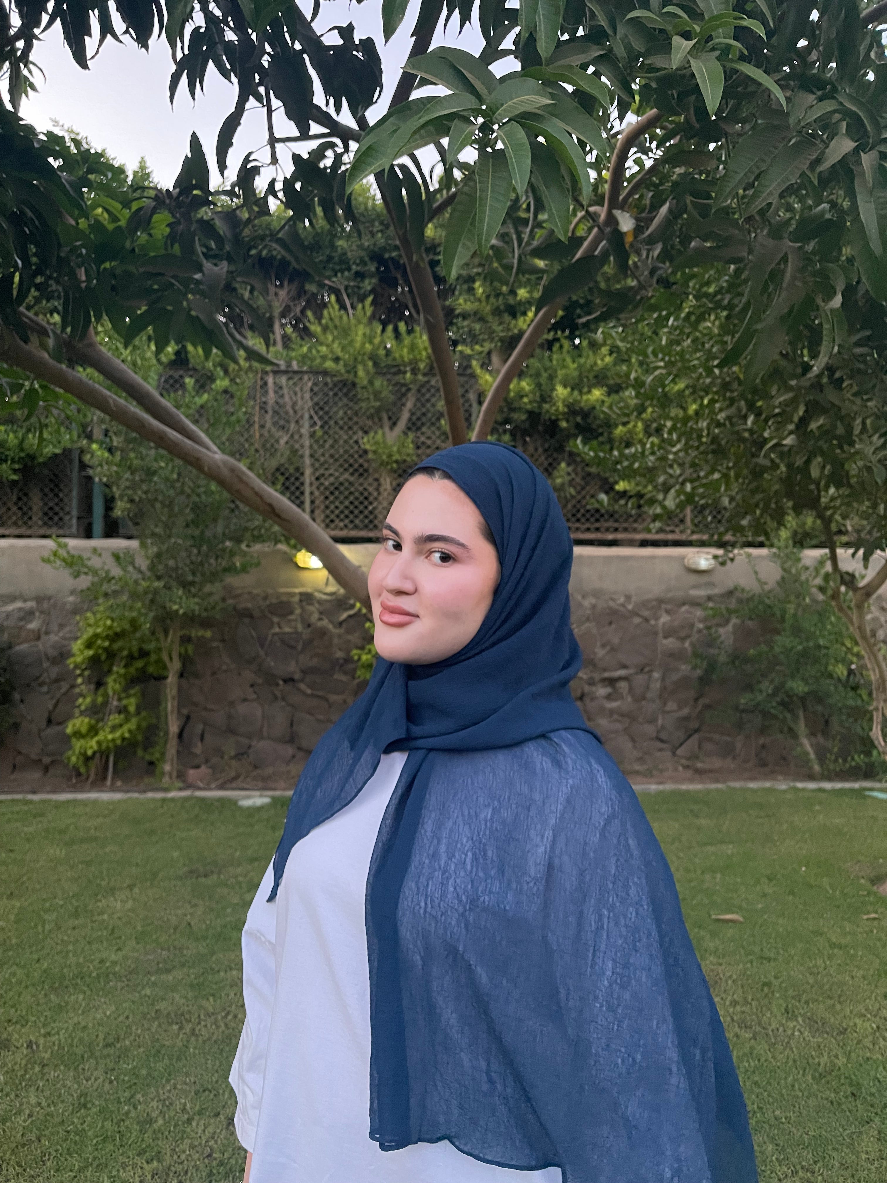 Lycra crinkle chiffon Navy