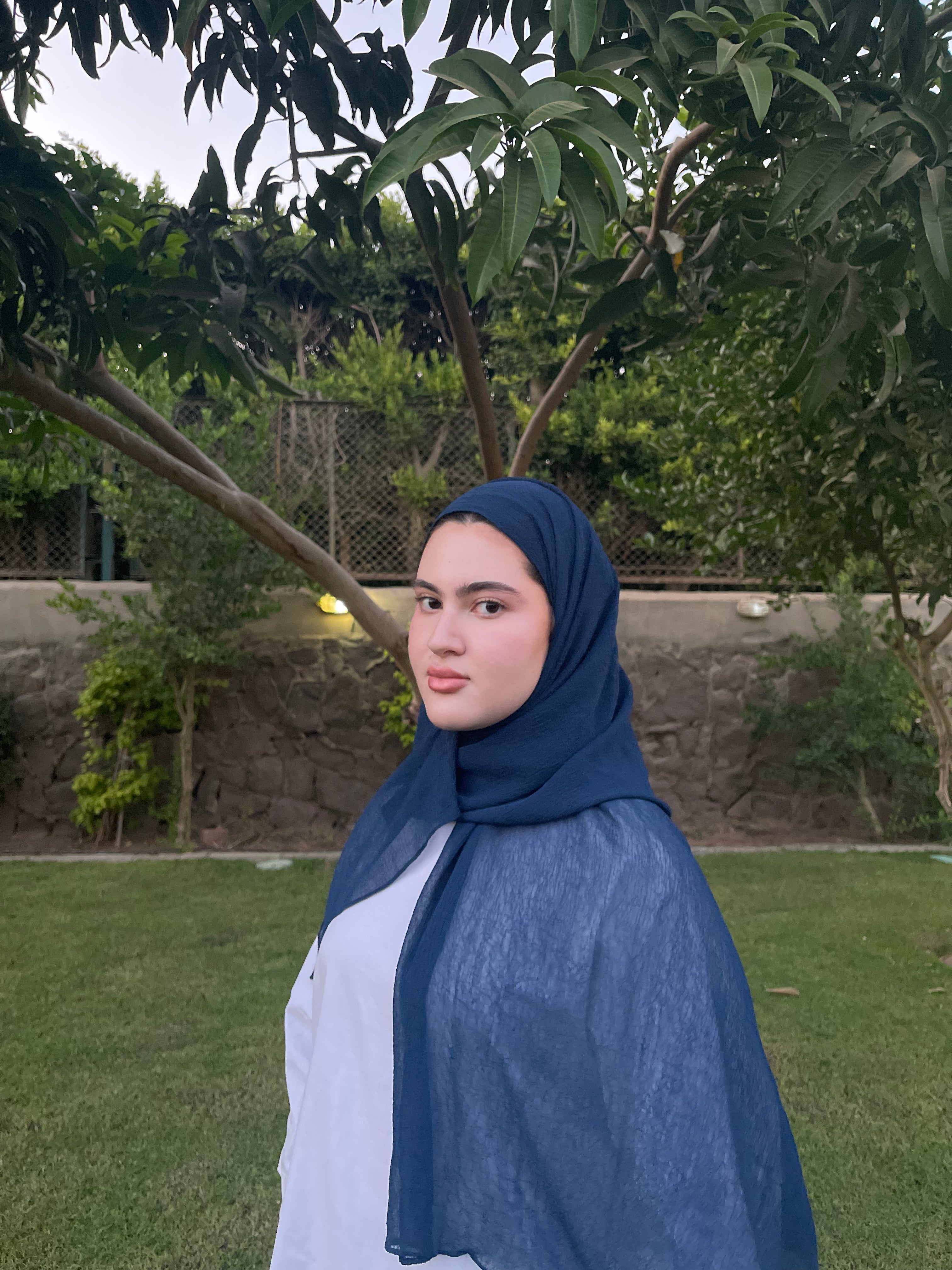 Lycra crinkle chiffon Navy